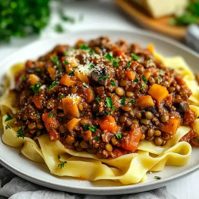 Slow Cooker Lentil & Mushroom Bolognese Recipe | Easy Vegan Dinner