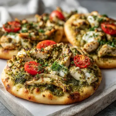 Delicious Pesto Chicken Flatbreads Recipe | Easy & Flavorful Meal Idea