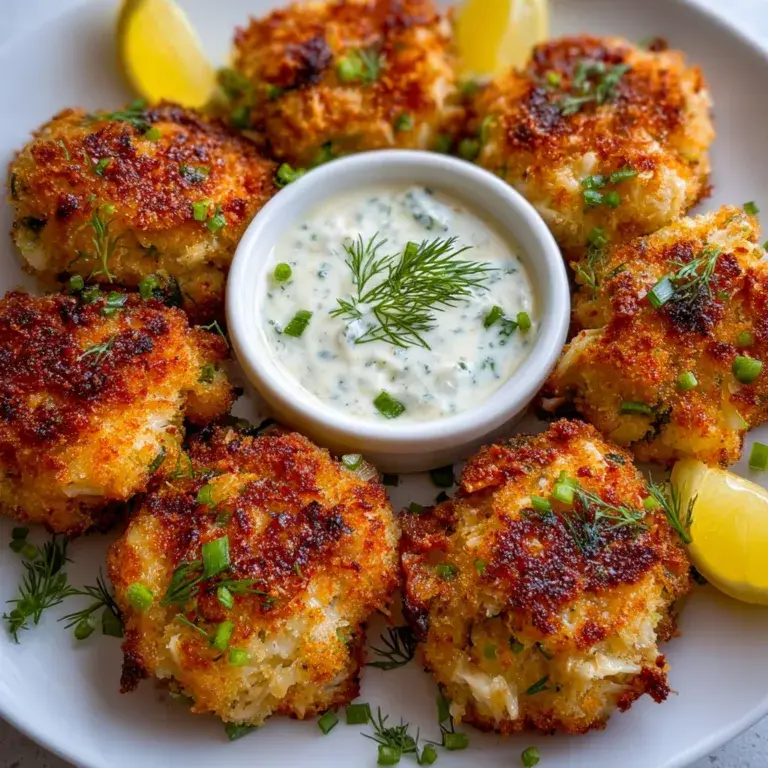 Crispy Crab Cake Bites with Zesty Lemon-Dill Sauce | Easy Seafood Appetizer Recipe