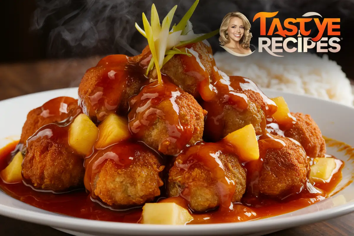 Sweet and sour meatballs with pineapple