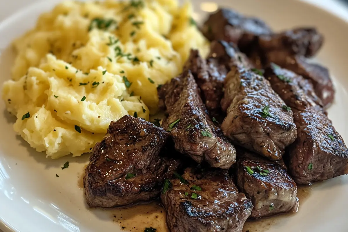 Garlic Butter Steak and Mashed Potatoes