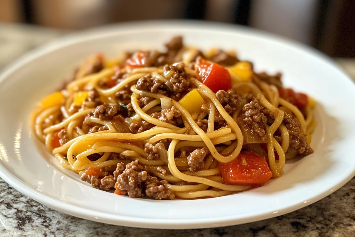 Mongolian Ground Beef Noodles