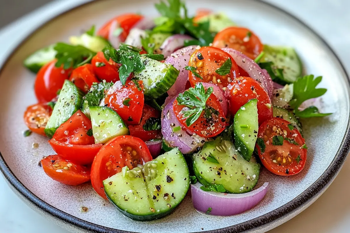 Cucumber Tomato Salad with Greek Dressing