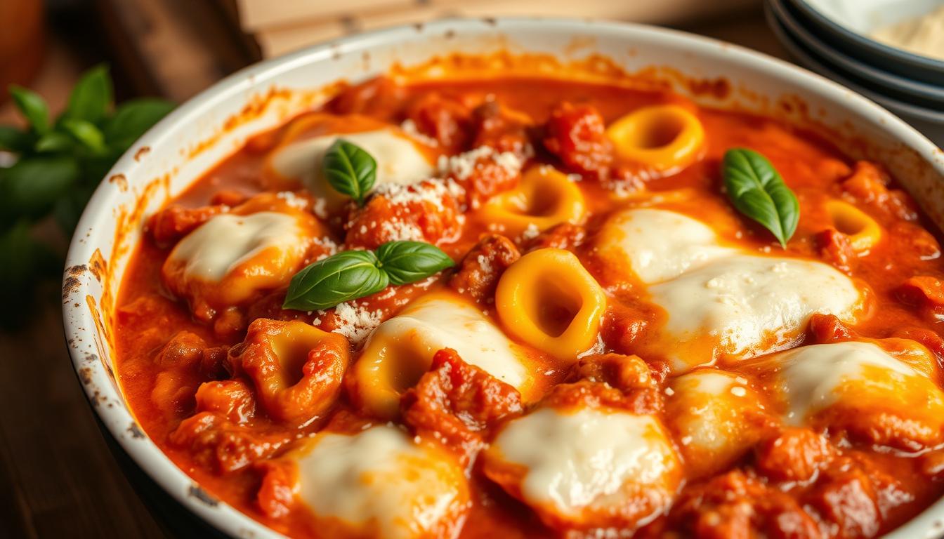 Beef and Cheese Tortellini Bake